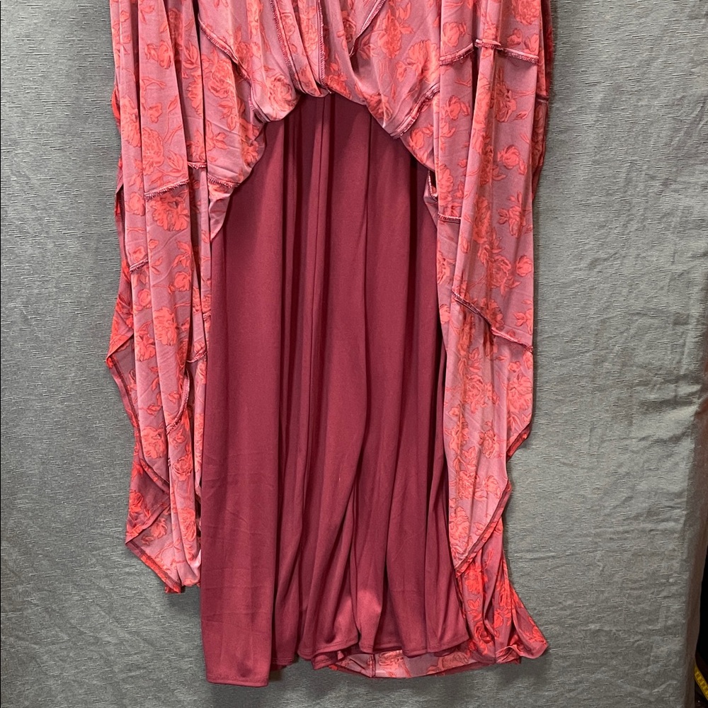 Taylor Red rufle V neck flare Long Sleeve elegant Floral maxi Dress - Picture 7 of 8